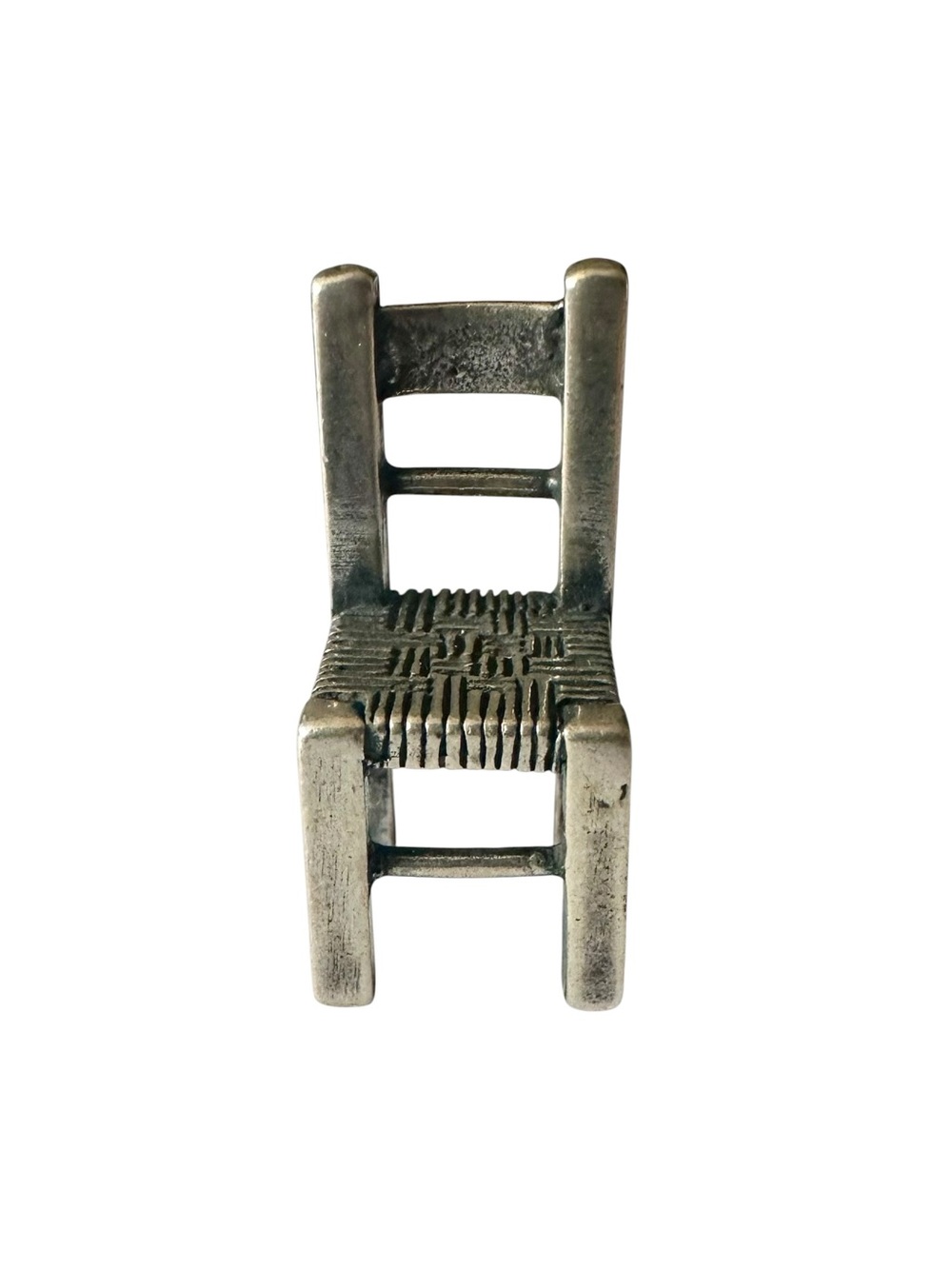 Vintage Miniature Woven Seat Chair Charm or Objet - 925 Silver